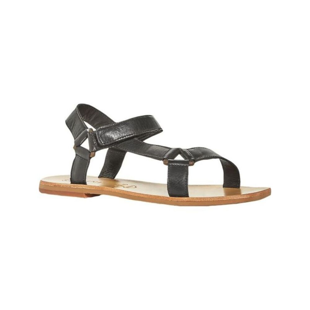 ST. AGNI Womens Black Sportsu Square Toe Block Heel Leather Gladiator Sandles 36
